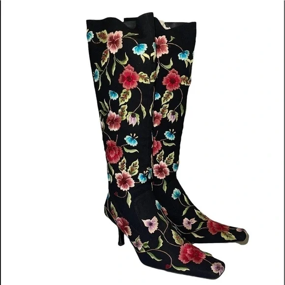 SXS Floral Boots style S-83 with dust cover, no box. Size 36.5 (US Size 6) - Picture 5 of 12